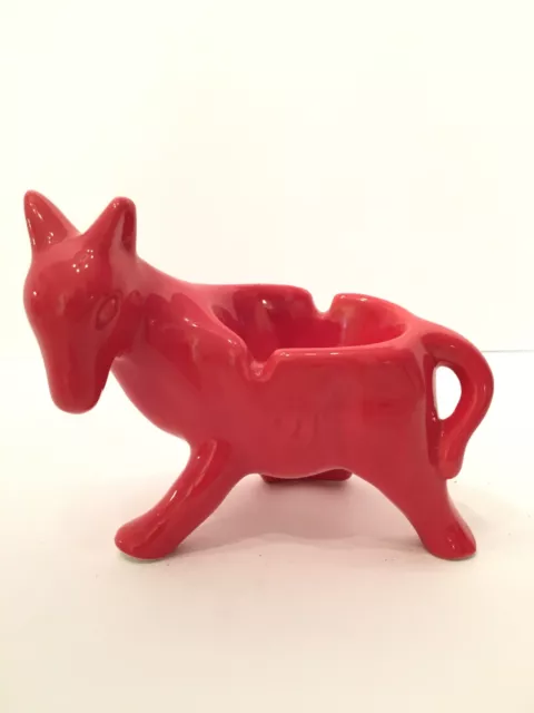 Vintage Donkey Mule MCM Ashtray Red Orange Ceramic Figurine 5”