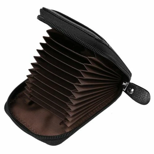 Men's Wallet Genuine Leather Credit Card Holder RFID Blocking Zipper Thin Pocket 5