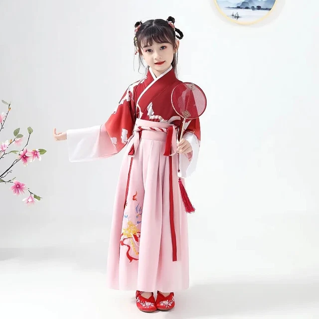 Bambine Hanfu Abito Antico Cinese Tradizionale Top Gonna Set Ttang Abito Carino