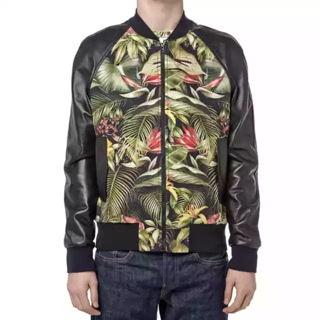 AMI Paris Tropical Floral Varsity Jacket Leather Alexandre Mattiussi Large