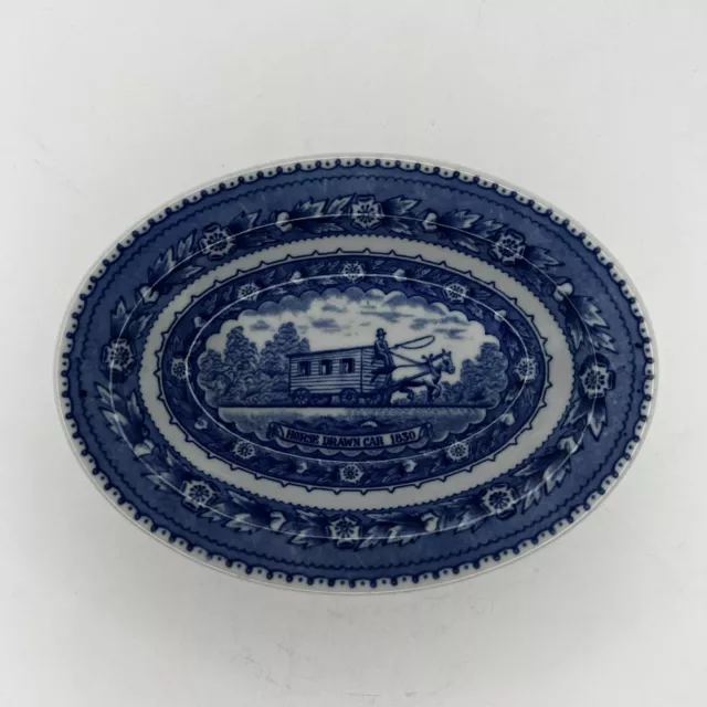 B&O China Oval Bowl/Plate Shenango Baltimore & Ohio Railroad -6” Horse Drawn Car