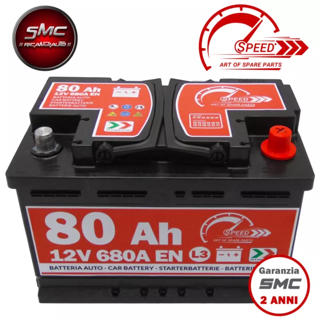 Batteria auto 80 Ah SPEED L3 680A Spunto - Positivo Destra DX - Produzione ITA 2