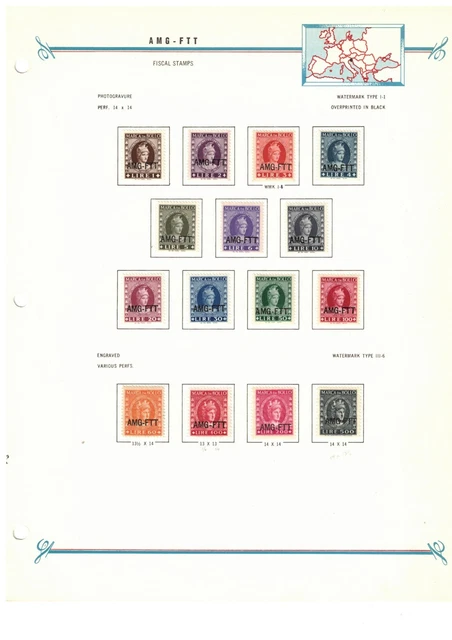 Italy Trieste Overprinted AMG FTT Fiscal Tax MLH on Bush Page
