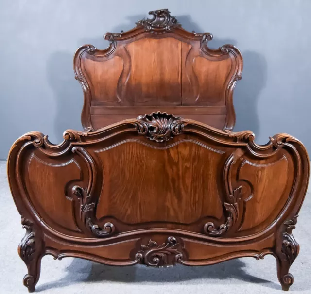 BEAUTIFUL 19th CENTURY FRENCH LOUIS XVI STYLE  OAK DOUBLE BED FRAME