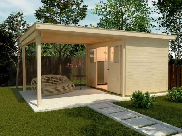 Weka Gartenhaus Loungehaus 225 A Gr.1 21 mm Blockbohlenstärke 205+300x299 cm