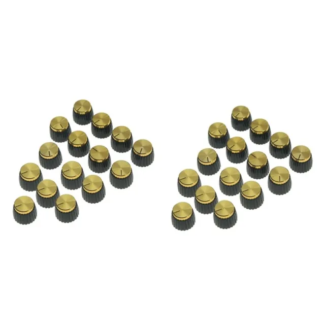 30it Knobs Black with Gold Aluminum  Top Fits 6mm Diameter Pots  Amplifiers H5E5