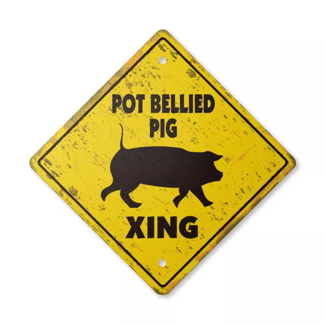 Pot Bellied Pig Vintage Crossing Sign Xing Plastic Rustic pig farm pet farmer 4H