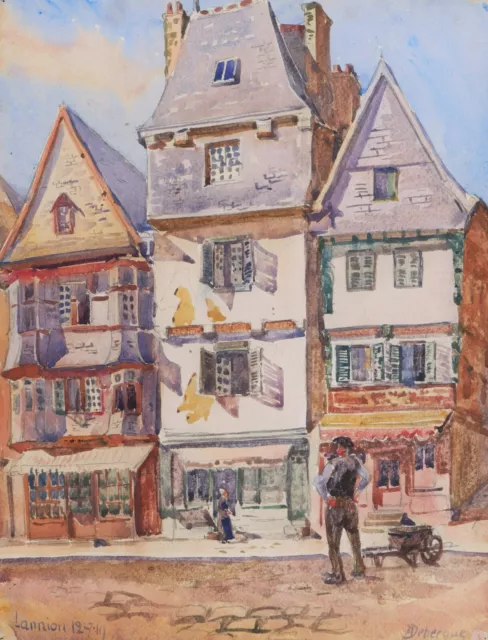 André Debergue dessin aquarelle tableau paysage Lannion Côtes d'Armor Bretagne