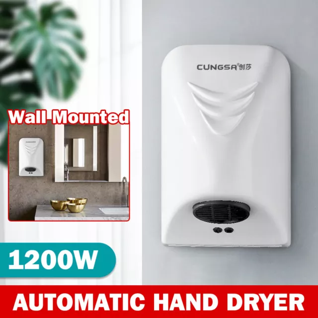 Hand Dryer Wall Mounted Electric Automatic Fast Warm Air Drier Toilet White