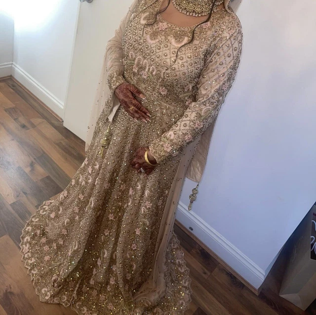 ASIAN WEDDING/ RECEPTION dress, champagne gold, hand embroidered 465.70 -  PicClick UK