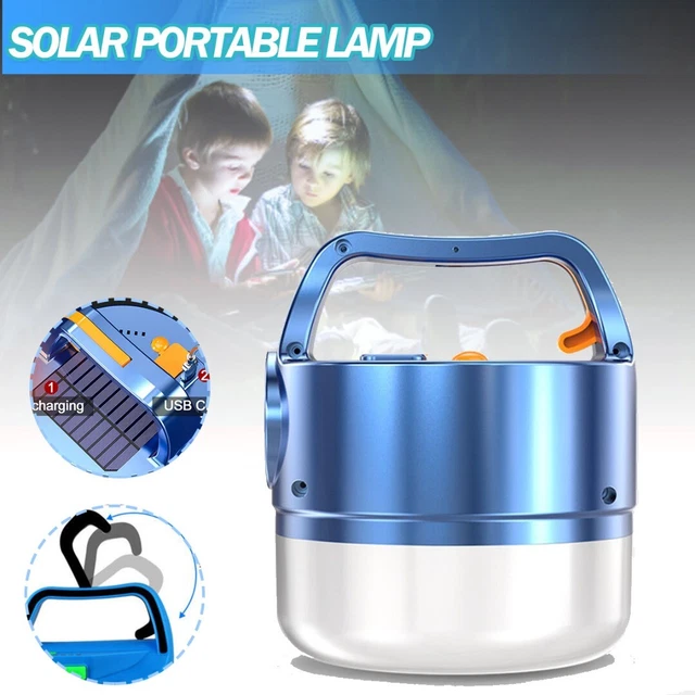 Solar Camping LED Lamp USB Rechargeable Tent Light Outdoor Hiking Lantern B -m