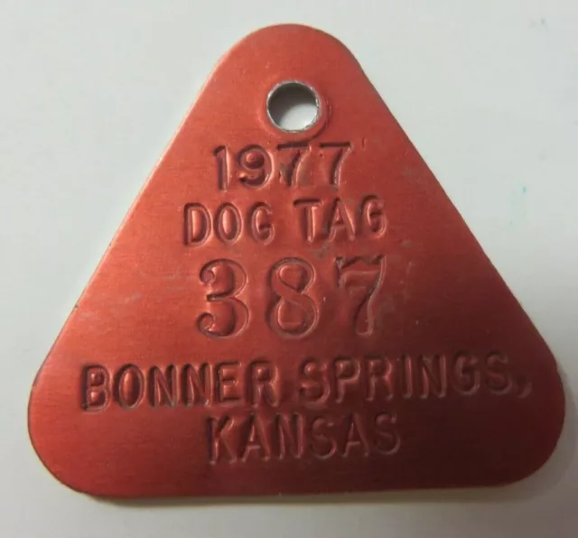 Vtg 1977 Dog Tag License Tax Receipt BONNER SPRINGS, KANSAS Exonumia Token #387