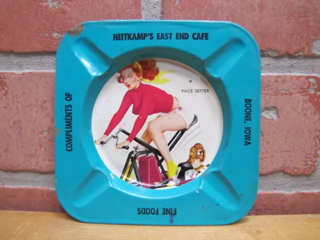 Heitkamp's East End Cafe Boone Indiana Old Risque Advertising Ashtray Tray