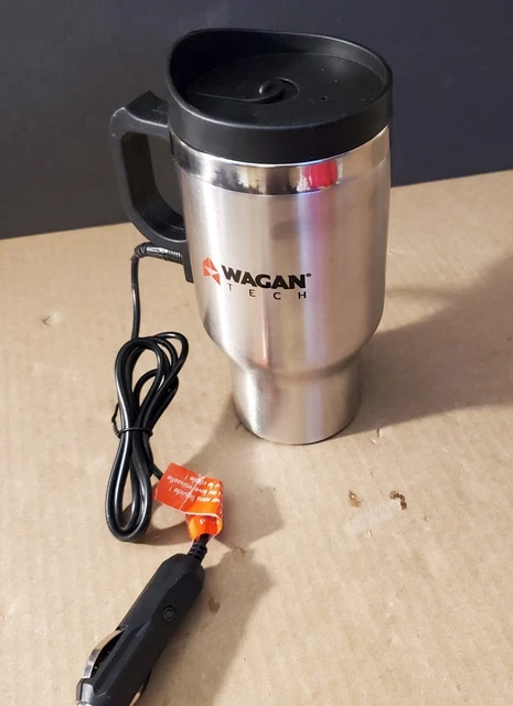 Wagan Tech 6100 12-Volt Deluxe Double-Wall Stainless Steel Heated Travel Mug
