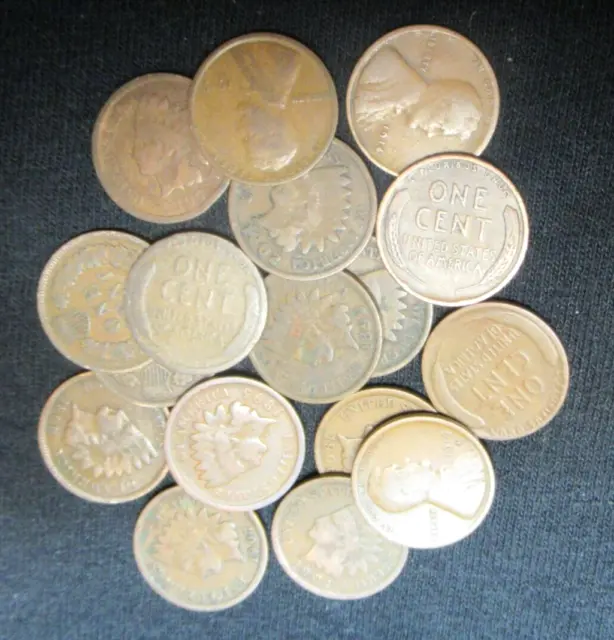 Roll Of (50) Teen Wheat & Indian Head Pennies 1800-1919 Pds Old Coin Collection 3