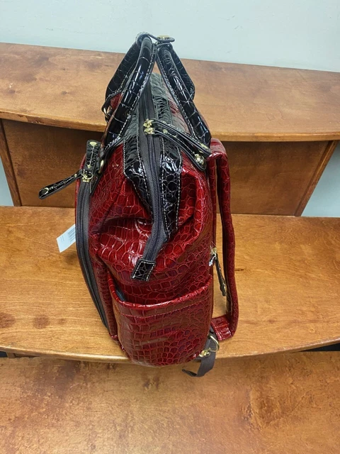 New Samantha Brown Classic Croc Backpack Burgundy / Brown Color 4