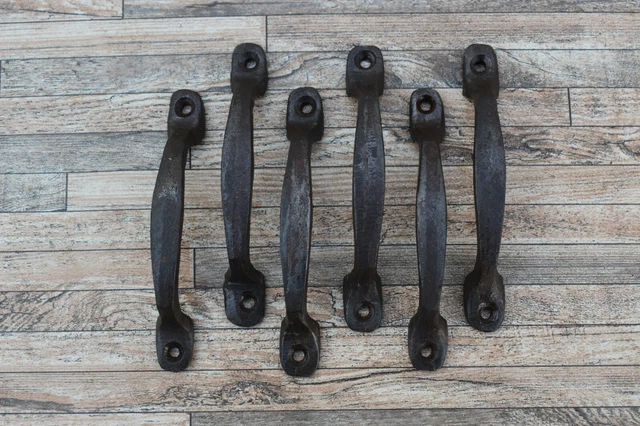 6pcs Vintage Cast Iron Door Handle Gate Drawer Cabin Kitchen Farm House Pulls 4"