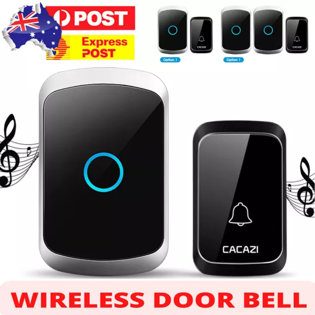 Wireless Door Bell Chime Waterproof Doorbell 1/2/4 Receivers 300M Long Range AU