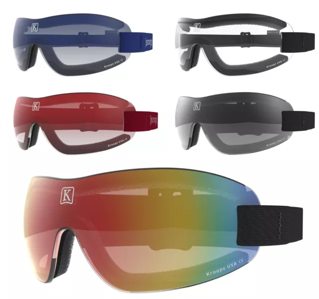 NEW- KROOPS IK-91 Skydive Freefall Parachuting Goggles | 100% UV400 Mirror Lens