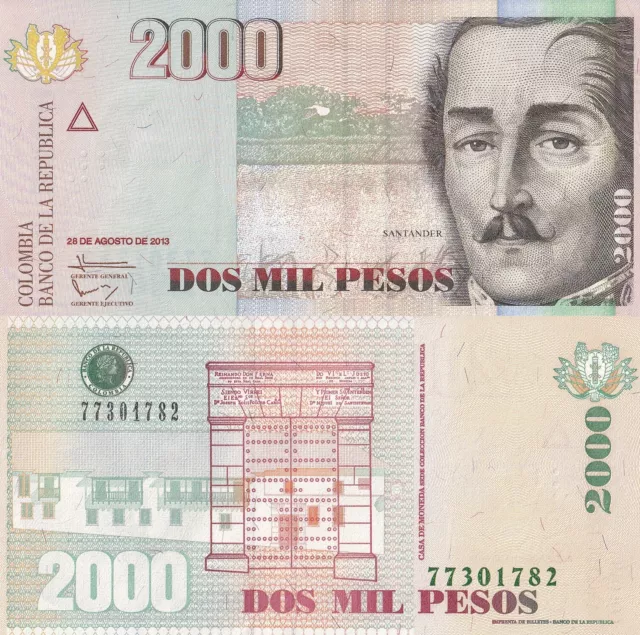 Colombia 2000 Pesos 2013 P 457u UNC