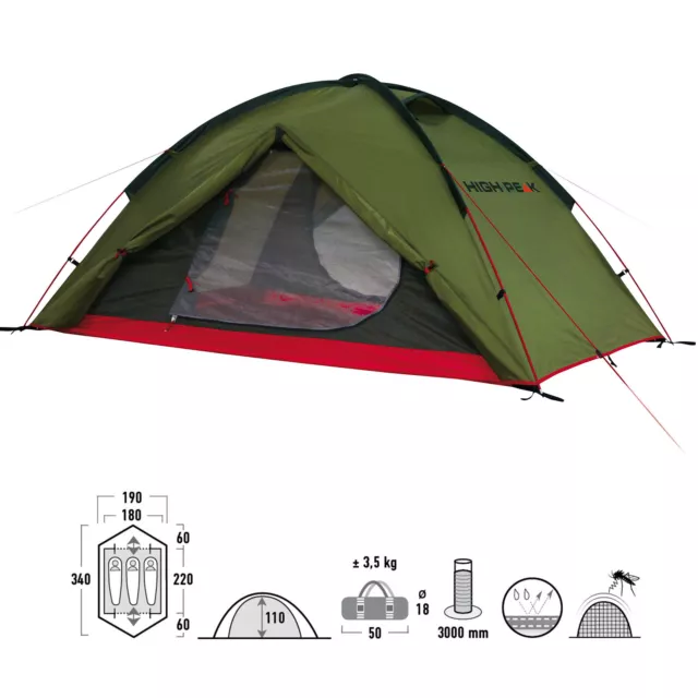 HIGH PEAK Woodpecker 3 Personen Zelt - Campingzelt Kuppelzelt Igluzelt - leicht 2