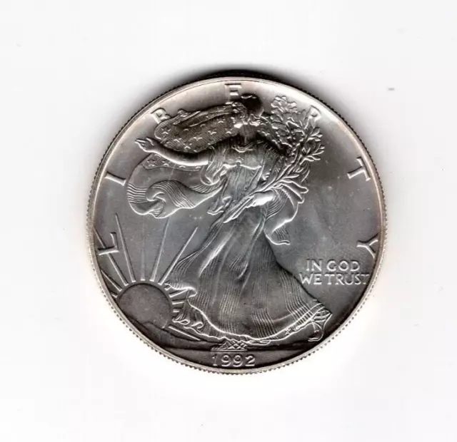 1992 Walking Liberty American Eagle One Dollar Coin 1oz .999 Fine Silver  AU