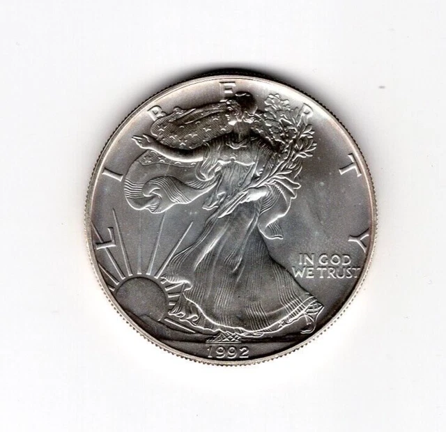 1992 Walking Liberty American Eagle One Dollar Coin 1oz .999 Fine Silver  AU