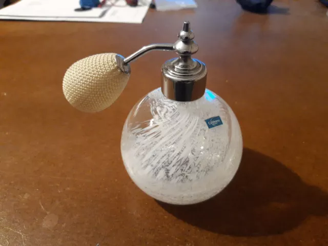 Caithness Glass Perfume Atomiser With Sticker White Swirl