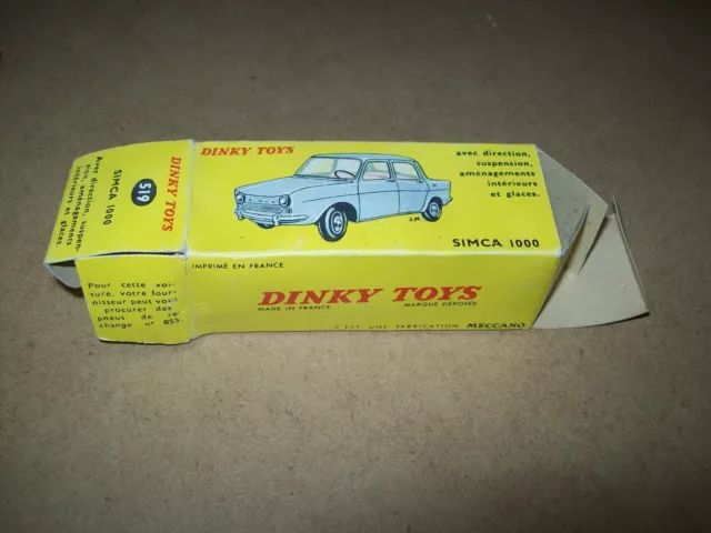 Dinky Toys France Authentic Complete Empty Box Simca 1000 Ref 519