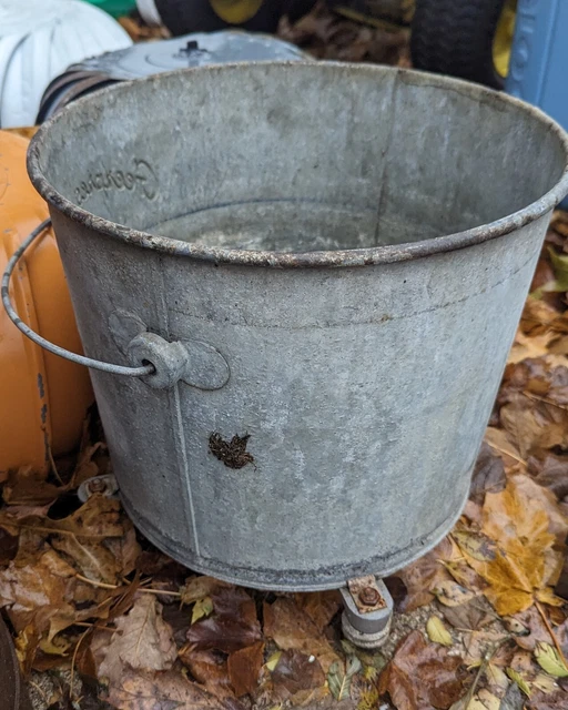 VTG GEERPRES FLOOR MOP BUCKET 4 Gal, ON CASTER GALVANIZED INDUSTRAL PLANTER