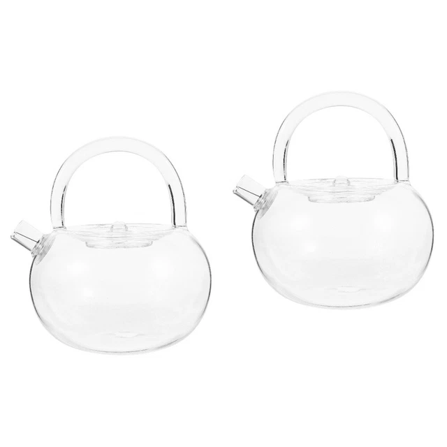 2pcs Glass Teapot Clear Tea Kettle Glass Pot Tea Pot for Loose Tea Blooming