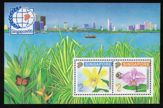 Singapore 1992 MNH Orchids (2nd issue) Singapore 95 Miniature Sheet - SG MS676