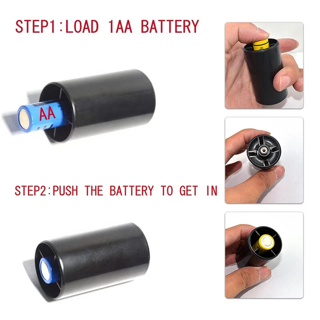 1AA to 1D Size Battery Adapter Case AA to D Size Spacers AA to Size D Battery