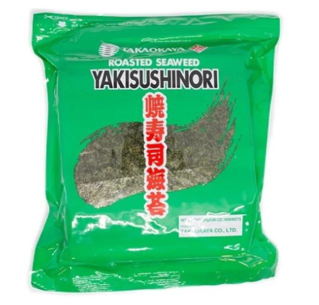 Fogli di alghe Takaokaya Yaki Sushi Nori taglia intera (100 fogli) 250 g (scadenza...