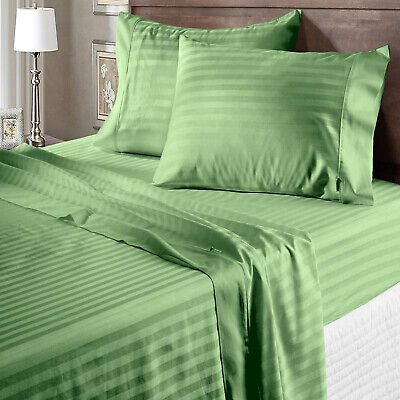 1000TC Hotel Colección de ropa de cama de algodón egipcio tamaño seleccionado rayas de musgo