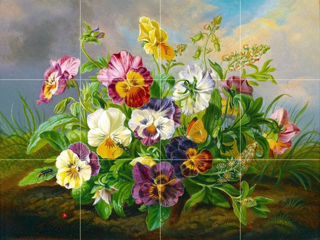 Landscape violets Tile Mural Kitchen Bathroom Wall Backsplash Ceramic 17x12.75