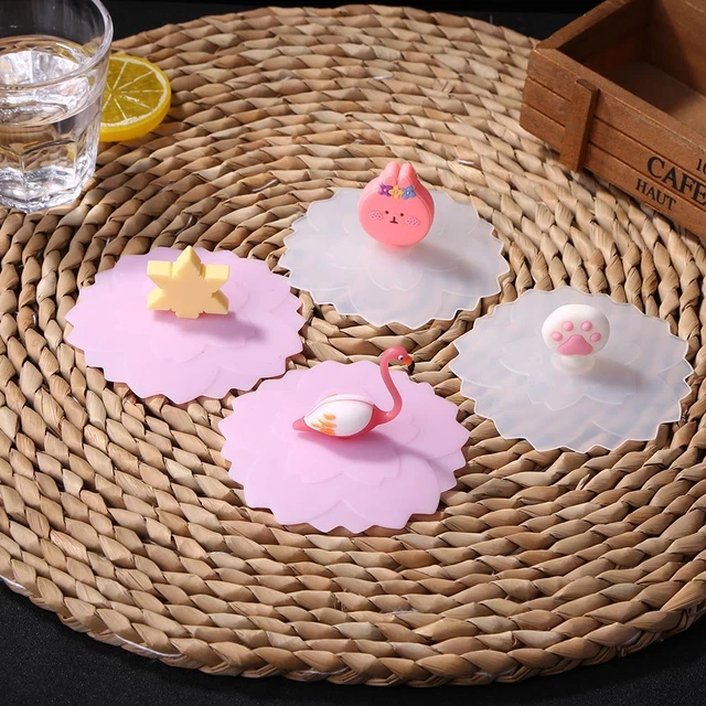 Coperchio tazza in silicone ciliegio trasparente cartone animato resistente al calore resistente alle perdite coperchio da tè