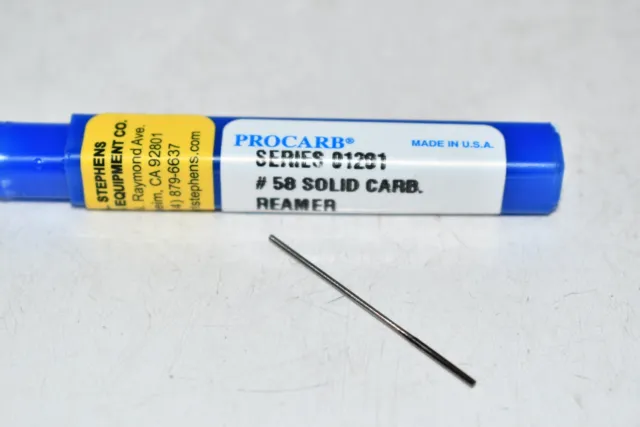 NEW Procarb Series: 01201 #58 Solid Carbide Reamer USA