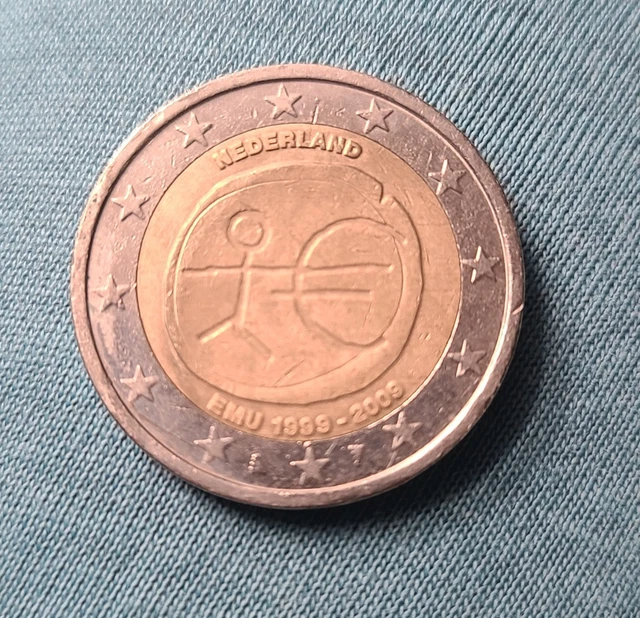 PIÈCE DE 2 euros RARE bonhomme UEM 1999-2009 RÉPUBLIQUE FRANÇAISE Très