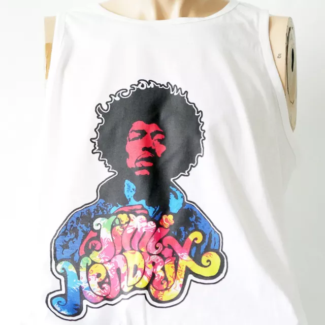 Jimi Hendrix Rock T-shirt Sleeveless Vest Top White Unisex S-2XL