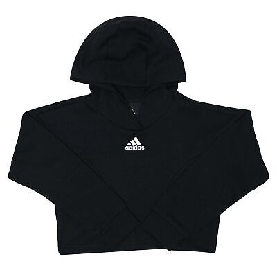Girl's adidas Junior XFG Regular Cropped Pullover Hoodie in Black