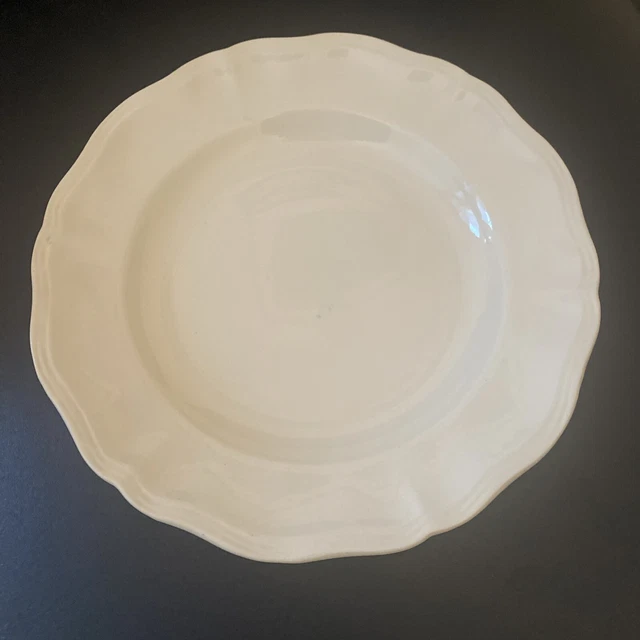 Lot De 4 Assiettes Plates Faïence Blanche - Bord Chantourné - Style Shabby Déco