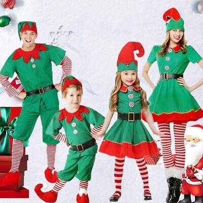 Collant Elfo Bambino Ragazzi Ragazze Costume Natale Accessorio Verde e Rosso 4/14 anni 