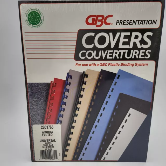 GBC Presentation Covers Universal 2001765 Window Fluted 25 Sets Navy Blue