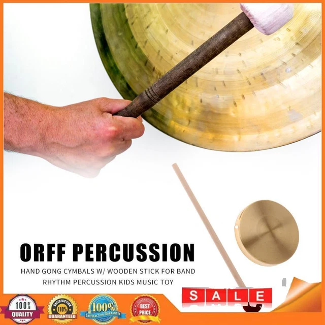 21cm Hand Gong Copper Cymbals with Wooden Stick for Band Rhythm Kids Music Toy