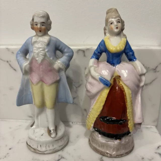 Vintage Ceramic Figurine Couple Japan & Occupied Japan Colonial Man and Woman 2