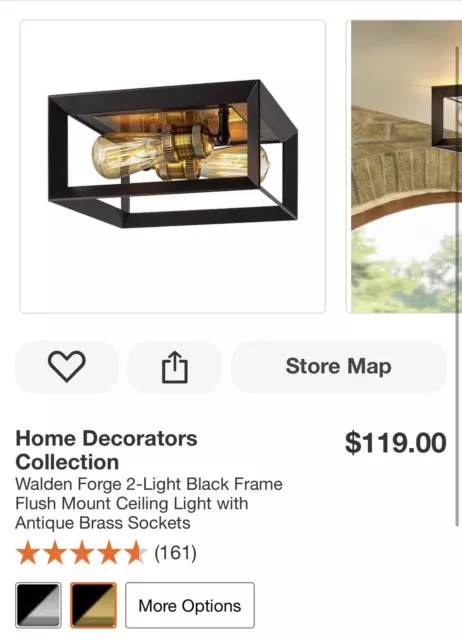 Walden forge 2 light black frame flush mount ceiling light with antique nickel sockets cheap
