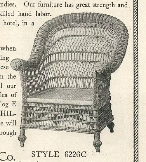 1905 Antique Victorian Wicker Reed Rattan Chair Furniture Heywood Wakefield 8420