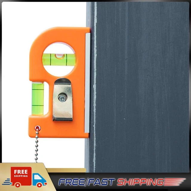 2 in 1 Mini Level Tool 2 Bubble Spirit Leveler Metal Chain Hook (Orange)
