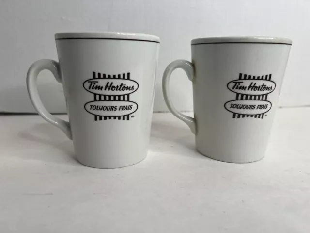 Vintage-Retro Three Tim Hortons Sm Travel Tea-Coffee Mugs - Red + White  Plastic